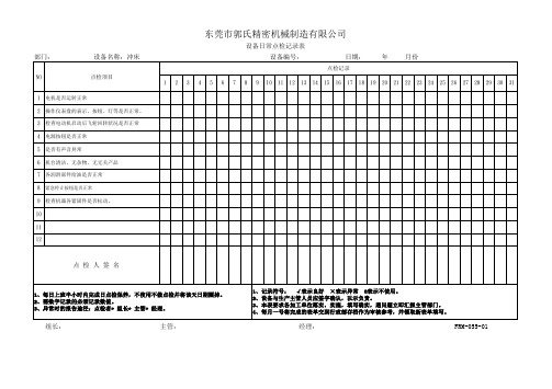 机械日常点检记录表