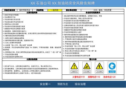 加油站风险告知牌临时用电作业