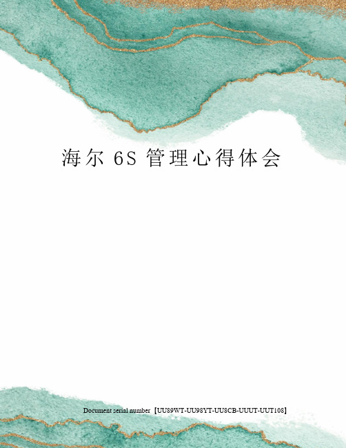 海尔6S管理心得体会