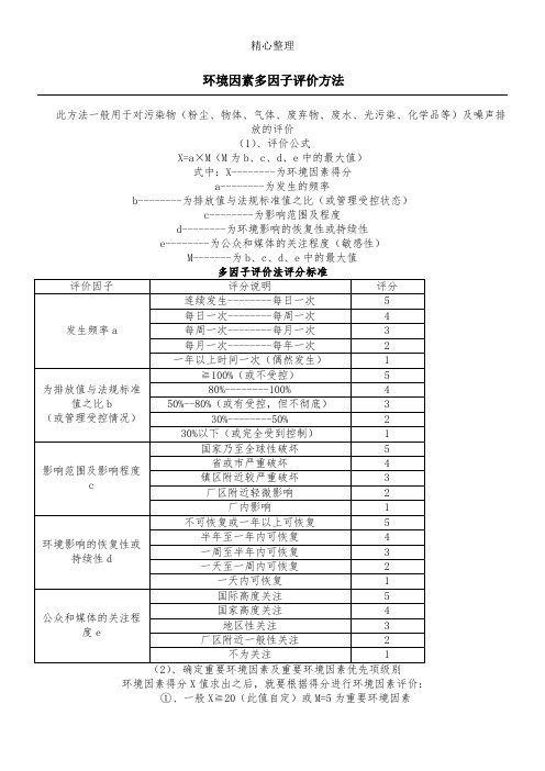 环境因素多因子评价办法