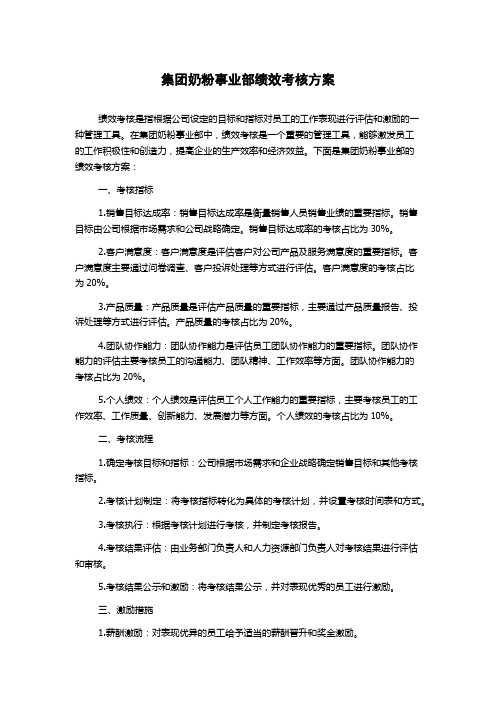 集团奶粉事业部绩效考核方案