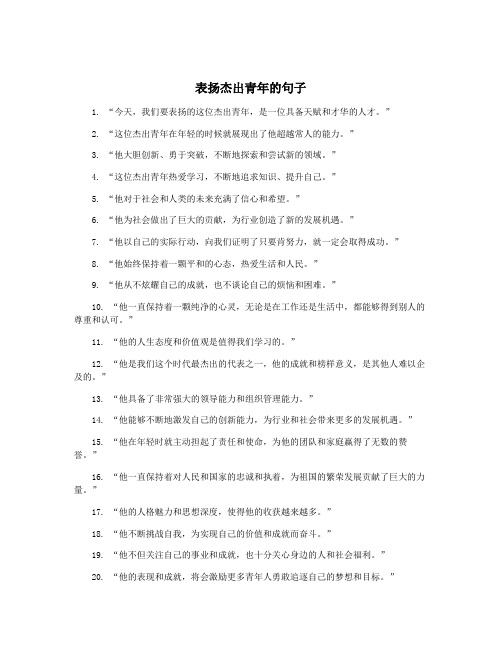 表扬杰出青年的句子