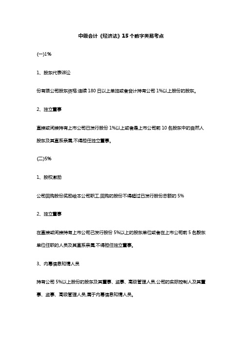 中级会计《经济法》15个数字类易考点