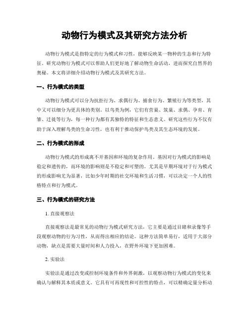 动物行为模式及其研究方法分析