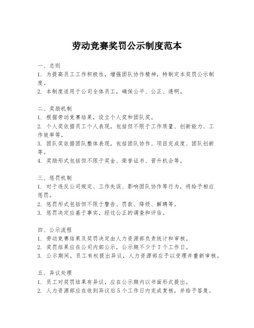 劳动竞赛奖罚公示制度范本