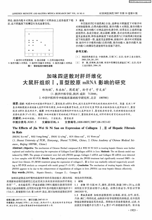 加昧四逆散对肝纤维化大鼠肝组织Ⅰ,Ⅲ型胶原mRNA影响的研究