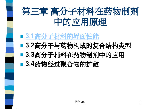 药用高分子材料第三章高分子材料在药物制剂中的应用原理