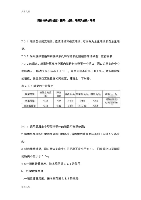 砌体结构设计要求规范(圈梁、过梁、墙梁及挑梁、墙梁)