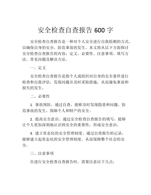 安全检查自查报告600字 (2)