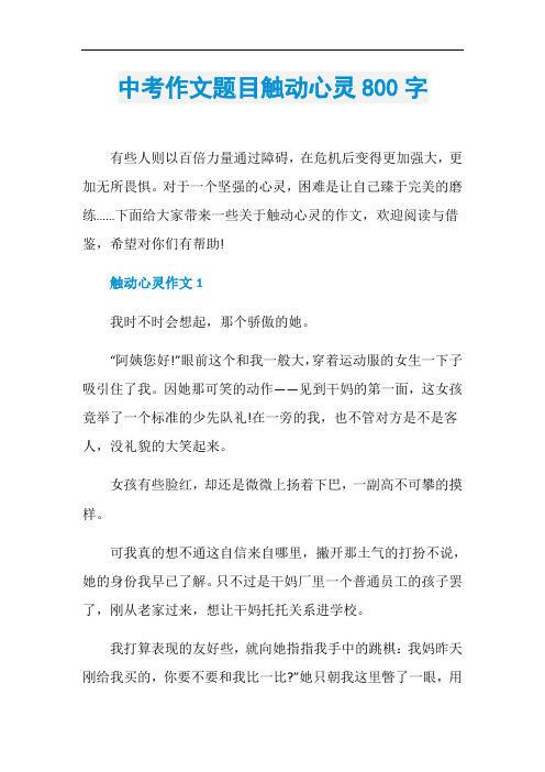 中考作文题目触动心灵800字