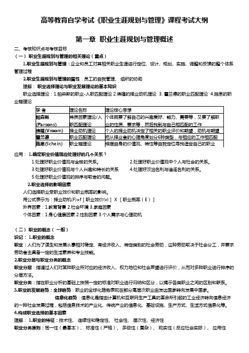 高等教育自学考试《职业生涯规划与管理》课程考试大纲