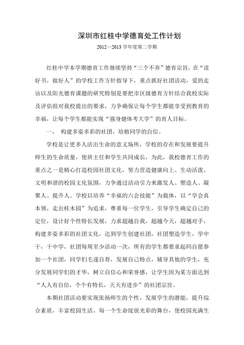 深圳红桂中学德育处工作计划