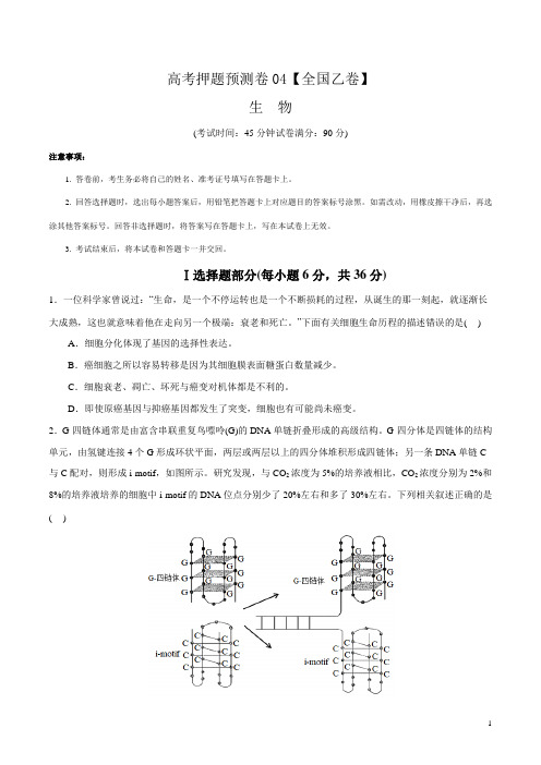 卷4备战高考生物押题提分卷(全国乙卷)(原卷版)