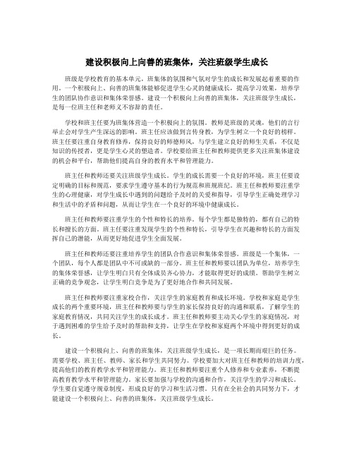 建设积极向上向善的班集体,关注班级学生成长