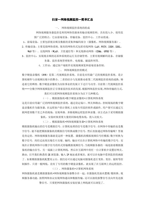 扫盲1--网络视频监控--简单汇总 - 副本