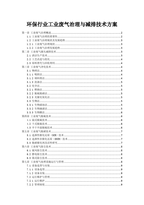 环保行业工业废气治理与减排技术方案