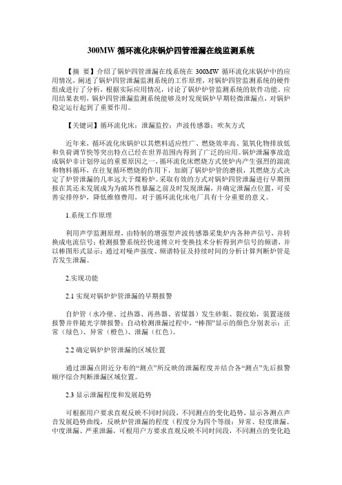 300MW循环流化床锅炉四管泄漏在线监测系统