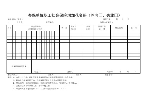 参保单位职工社会保险增加花名册(养老□、失业□) 及失业减员分解表