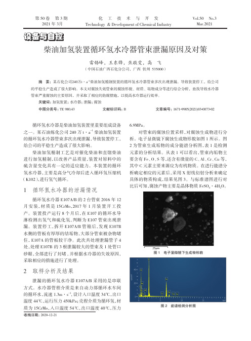 柴油加氢装置循环氢水冷器管束泄漏原因及对策