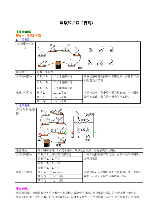 初三物理串联和并联(提高) 知识讲解