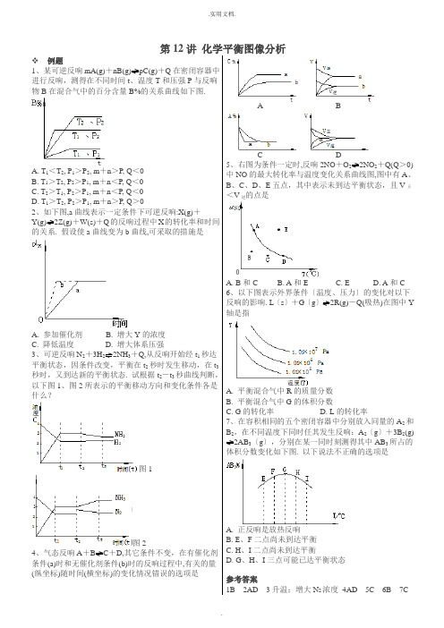 化学平衡图像分析经典例题与习题附答案