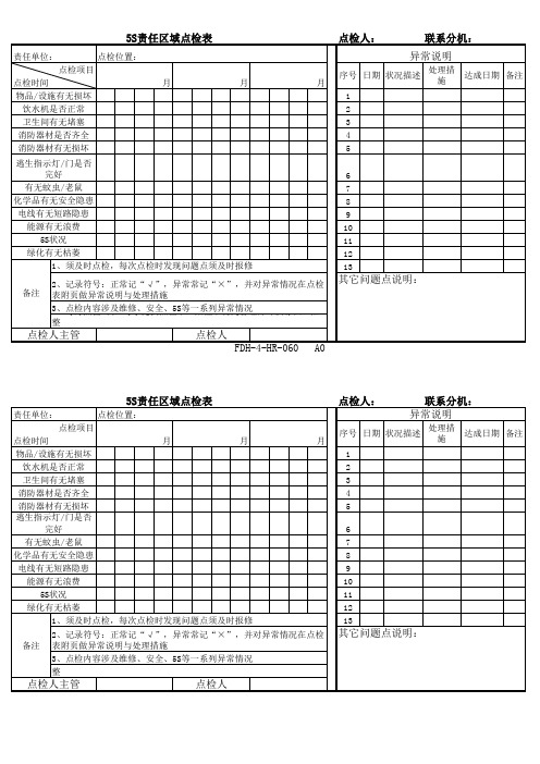 5S任区域点检表