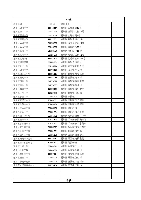 通州所有学校通讯录