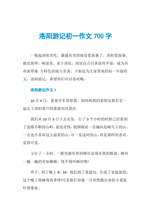 洛阳游记初一作文700字