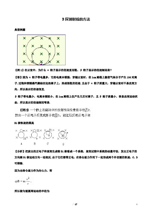 高中物理第十九章原子核3探测射线的方法典型例题素材选修3_5