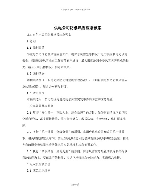 供电公司防暴风雪应急预案