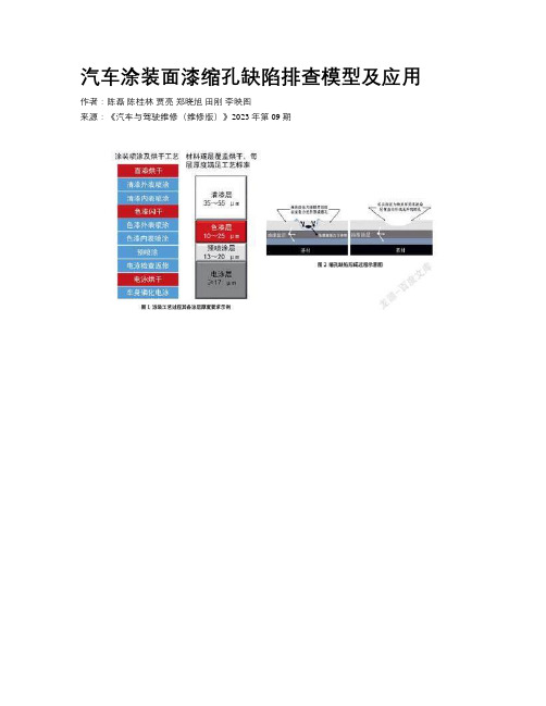 汽车涂装面漆缩孔缺陷排查模型及应用