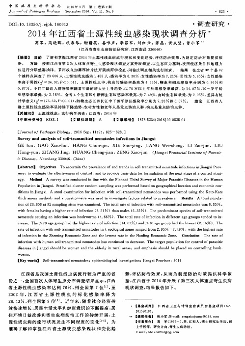 2014年江西省土源性线虫感染现状调查分析