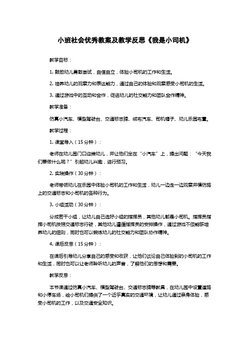 小班社会优秀教案及教学反思《我是小司机》