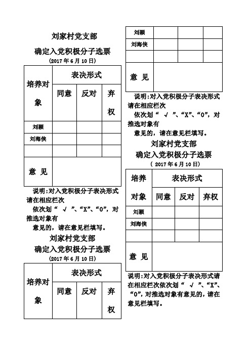 入党积极分子推选票A 版面