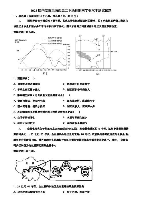 2022届内蒙古乌海市高二下地理期末学业水平测试试题含解析