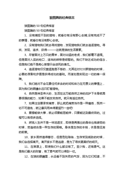 狼图腾的经典格言