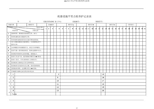 cnc加工中心日常点检保养记录表