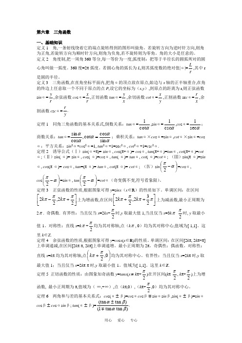 高中数学名校竞赛专题讲义第六章  三角函数【讲义】