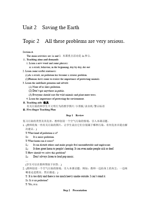 仁爱版英语九年级上册Unit 2 Topic 2 All these problems are very - serious Section A-D英文教案设计