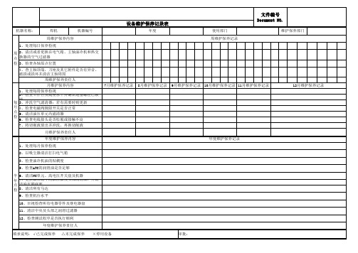 设备维护保养记录表