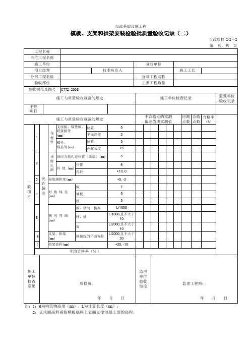 32002B模板、支架和拱架安装检验批质量验收记录(二)