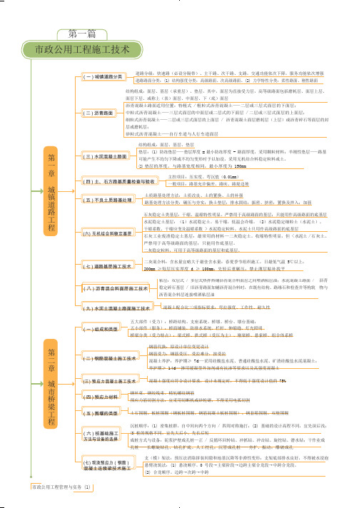 一建《市政》思维导图——学霸总结最全的知识考点