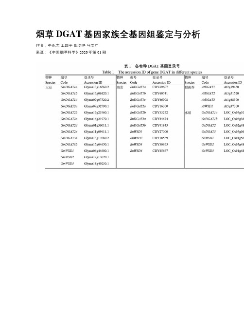 烟草DGAT基因家族全基因组鉴定与分析