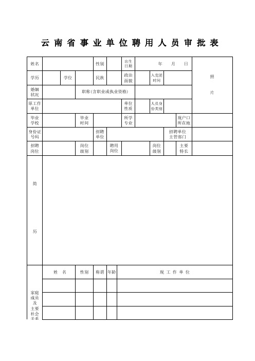 2022年事业招聘审批表等样表(录用审批表、登记表、人员名册)