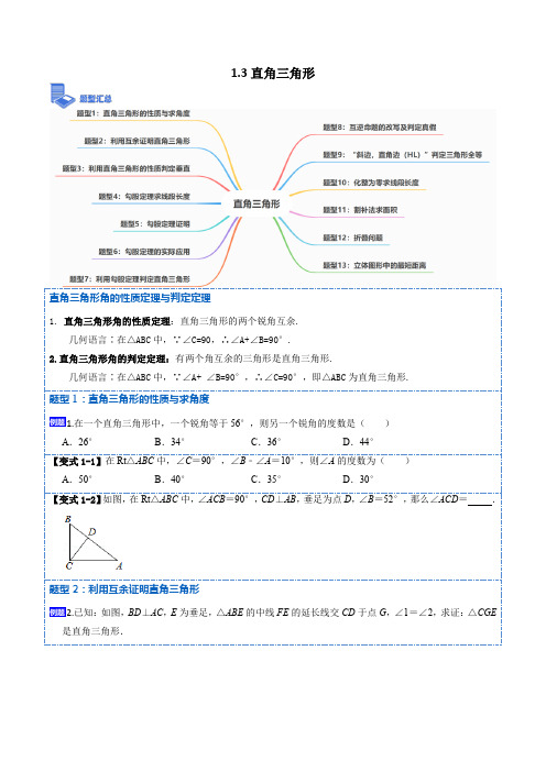 直角三角形八年级数学下学期重要考点精讲精练 (2)