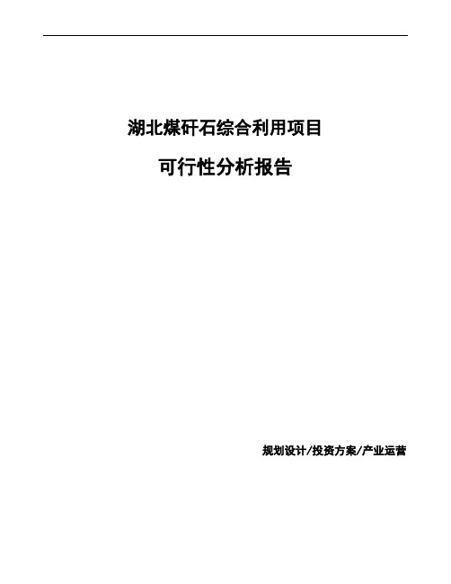 湖北煤矸石综合利用项目可行性分析报告