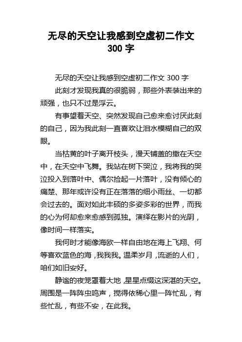 无尽的天空让我感到空虚初二作文300字