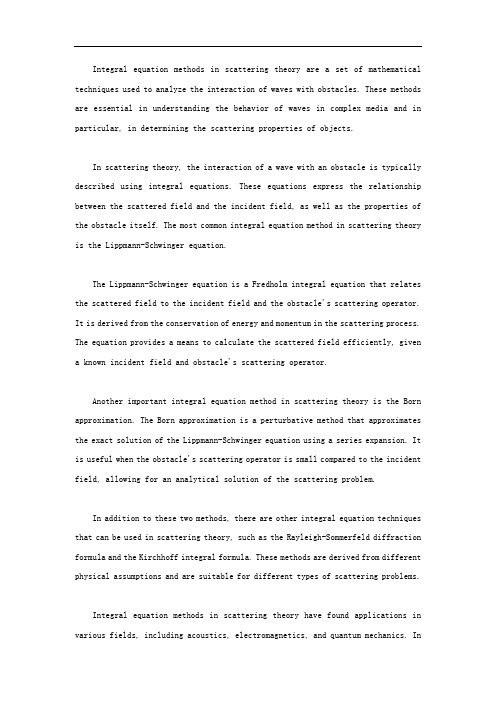 integral equation methods in scattering theory