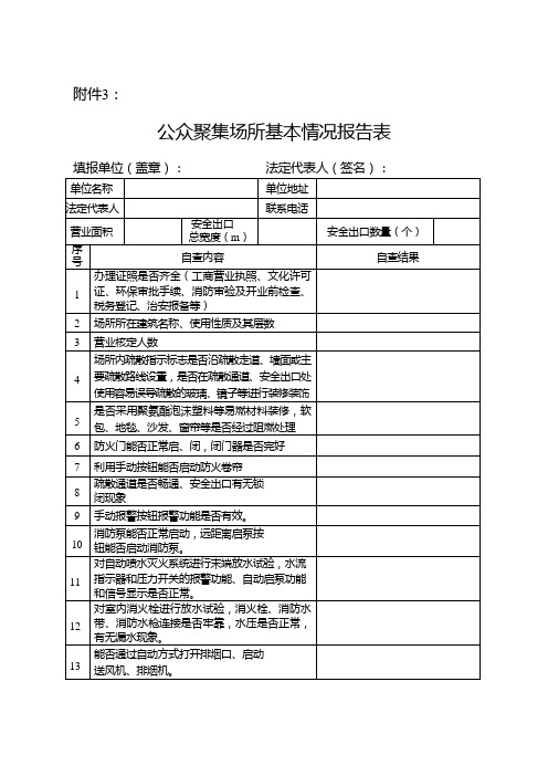 公众聚集场所基本情况报告表