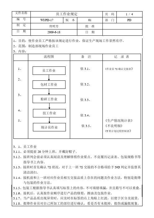 PD17-04员工作业规定